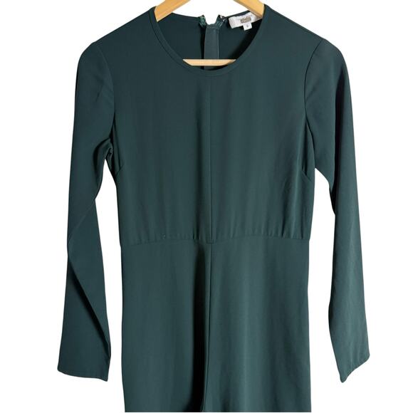 Adam Lippes Forest Green Crepe Wide Leg Long Sleeve Jumpsuit Size 0 - Picture 7 of 14
